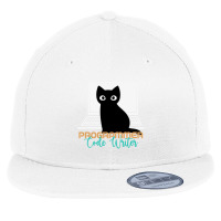 Funny Cat Programmer Code Writer Programming Codin Flat Bill Snapback Cap | Artistshot