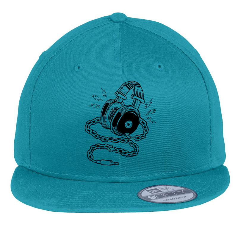 Head Phone And Chain Flat Bill Snapback Cap by trasheatercomicsart | Artistshot