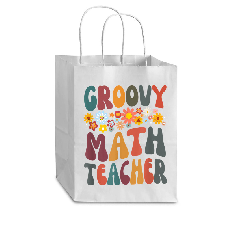 Floral Retro Groovy Math Teacher Matching Student Subject Mens Best Cub Paper Bag - 8 X 4 1/2 X 10 1/4 | Artistshot