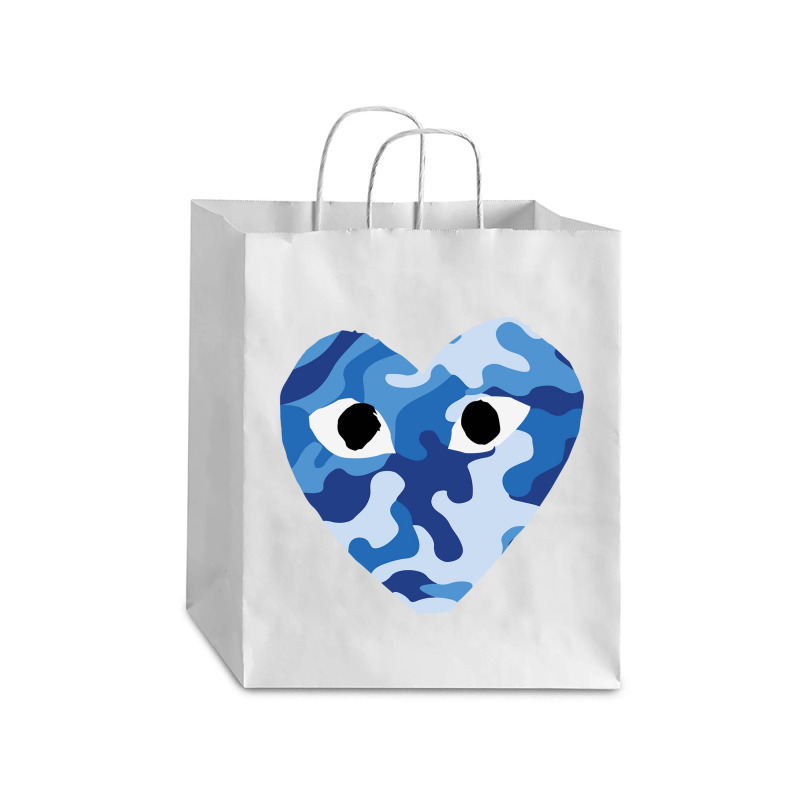 Heart With Eyes Blue Camo Debie Paper Bag - 10 X 5 X 13 | Artistshot