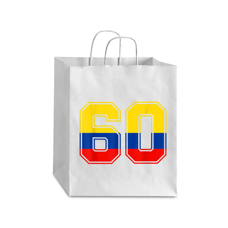 60th Birthday Colombian 60 Years Old Number 60 Colombia Flag Debie Paper Bag - 10 X 5 X 13 | Artistshot