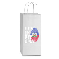 Haiti It's In My Dna Fingerprint Haitian Flag Pride Tank Top Double Wine Paper Bag - 6 1/2 X 3 1/2 X 12 3/8 | Artistshot