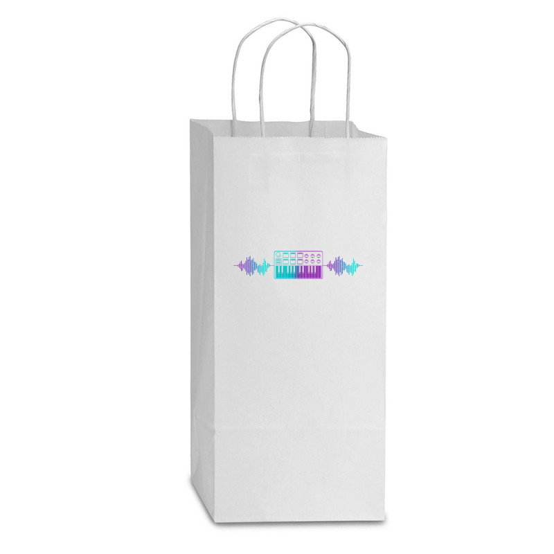 Retro Synthesizer Keyboard Electro Music Producer T Shirt Double Wine Paper Bag - 6 1/2 X 3 1/2 X 12 3/8 | Artistshot