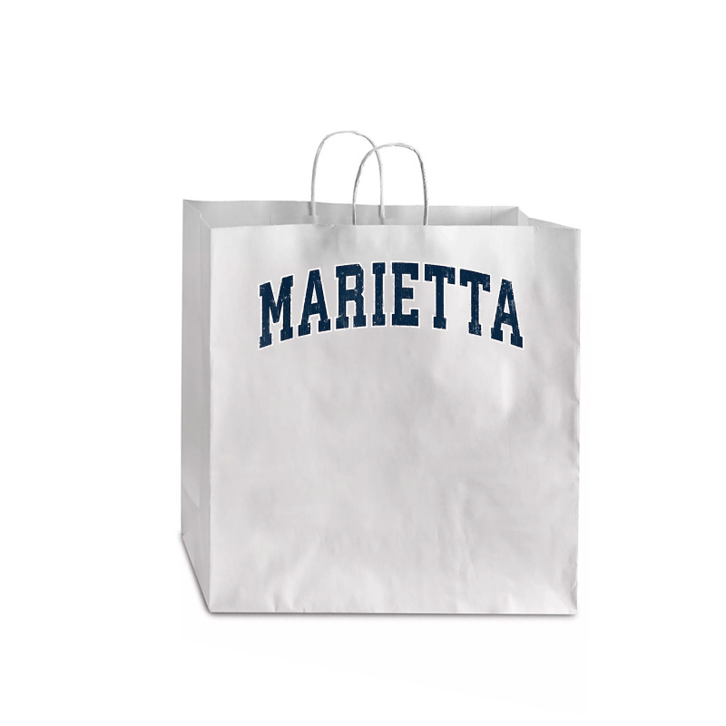 Marietta Georgia Ga Vintage Sports Design Navy Design T Shirt Jumbo Paper Bag - 18 X 7 X 18 3/4 | Artistshot