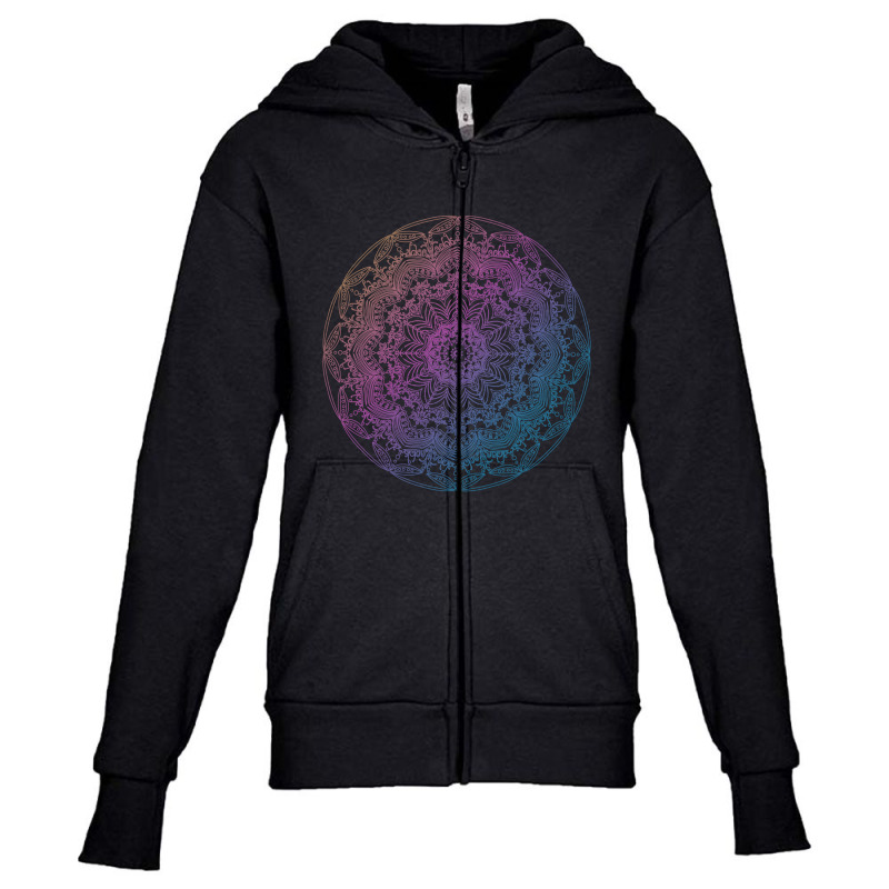 Mandala Gradient With Pastel Colour Youth Zipper Hoodie by chris299 | Artistshot