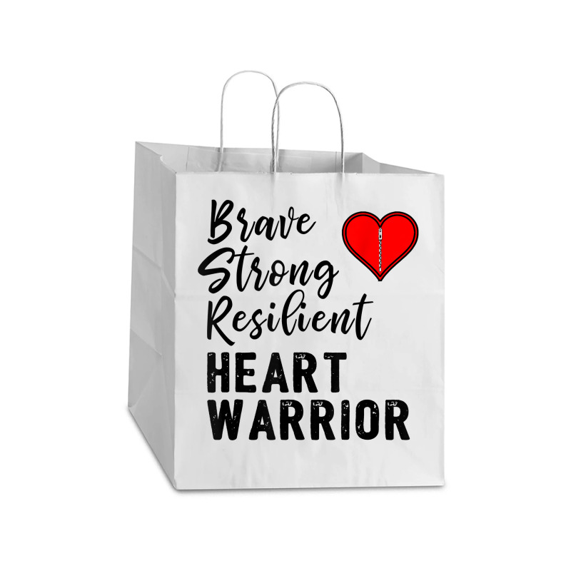 Heart Warrior Chd Awareness Brave Strong Resilient Shirt T Shirt Take Out Paper Bag - 14 X 10 X 15 1/2 | Artistshot