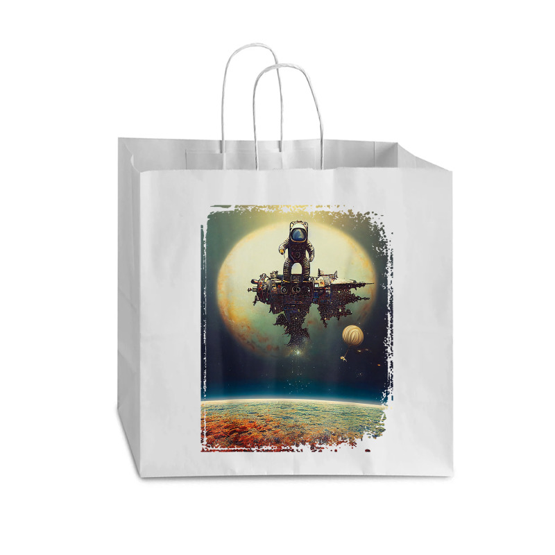 Astronaut Stranded On A Destroyed Space Station Solar System T Shirt Vogue Paper Bag - 16 X 6 X 12 | Artistshot