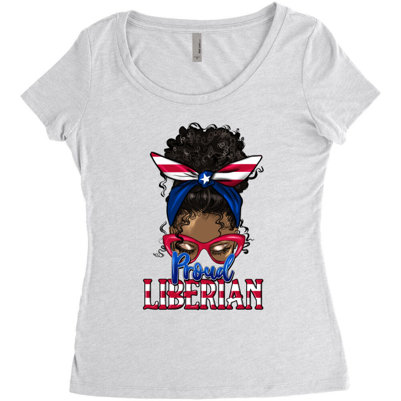 Proud Liberian Afro Messy Bun Latina Women's Triblend Scoop T-shirt by HRA Design Shop | Artistshot