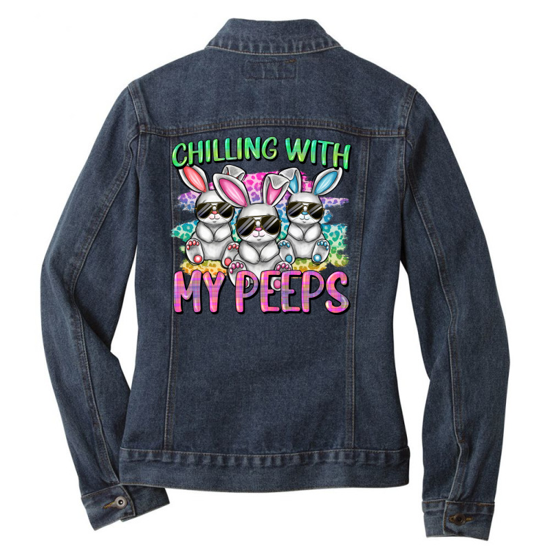 Chilling With My Peeps Easter Bunnies Cowgirl Cowg Ladies Denim Jacket | Artistshot