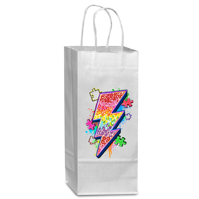 Lightning Bolt Autism Wine Paper Bag - 5 1/2 X 3 1/4 X 13 | Artistshot