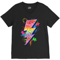 Lightning Bolt Autism V-neck Tee | Artistshot