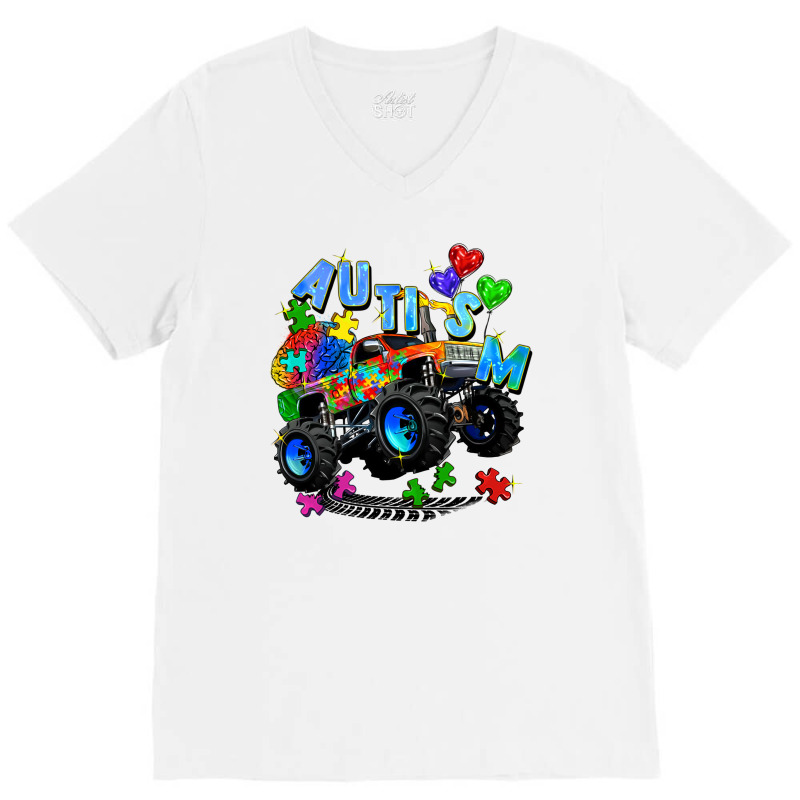 Monster Truck Autism V-neck Tee | Artistshot