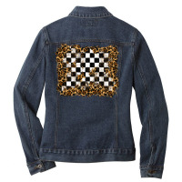 Racing Leopard Background Ladies Denim Jacket | Artistshot