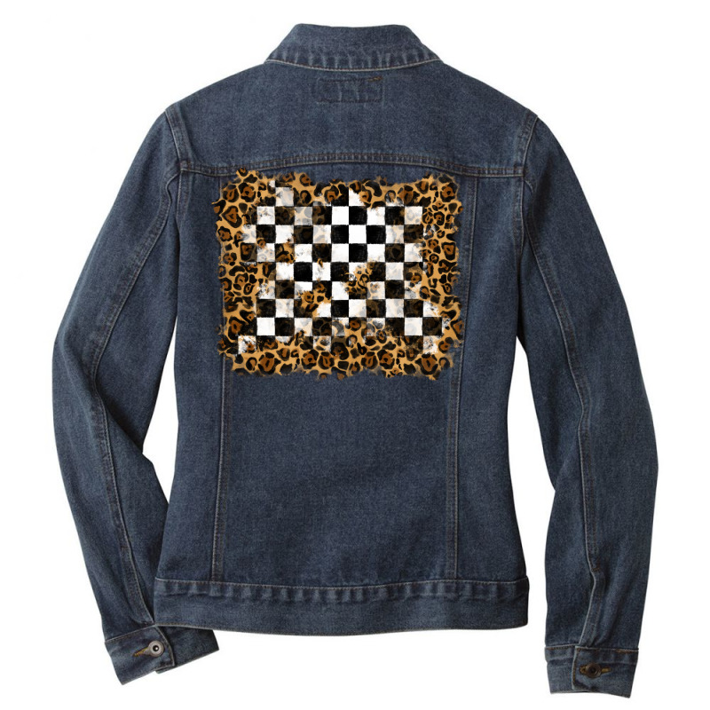 Racing Leopard Background Ladies Denim Jacket by RanaPortraitStore | Artistshot