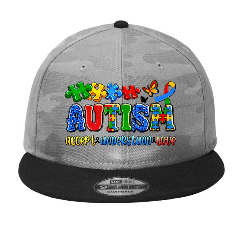 Autism Accept Understand Love Camo Snapback by Artiststas | Artistshot