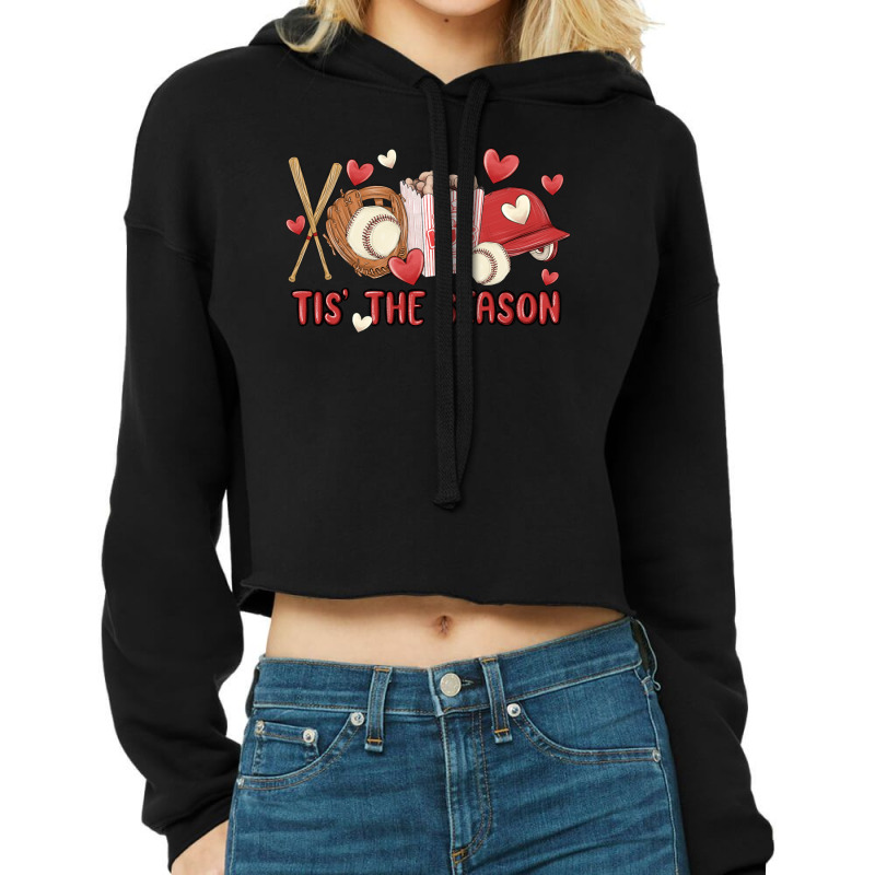 Tis The Season Baseball Cropped Hoodie by MaliasSmallBusiness | Artistshot