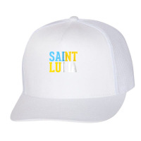 Saint Lucia Bold Color Block Zip Hoodie Trucker Cap | Artistshot