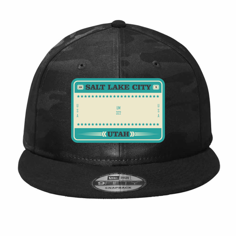 Usa Salt Lake City Utah License Plate Camo Snapback | Artistshot