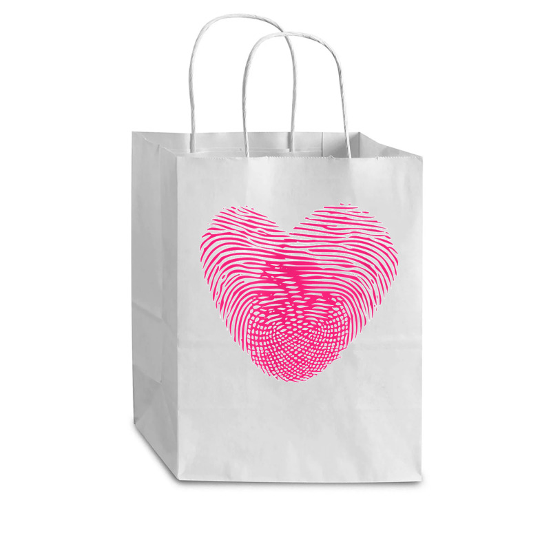 Fingerprint Pink Heart Valentines Day Cub Paper Bag - 8 x 4 1/2 x 10 1/4 by cm-arts | Artistshot