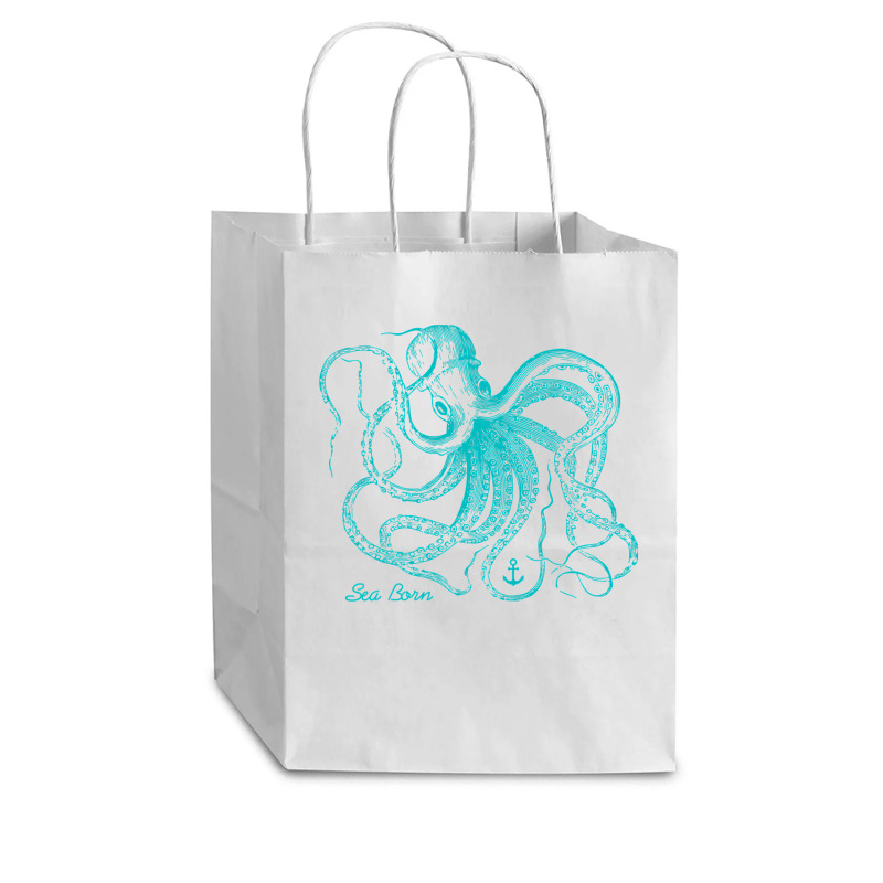 Octopus Cool Vintage Marine Biologist Ocean Sea Life 4 Cub Paper Bag - 8 X 4 1/2 X 10 1/4 | Artistshot