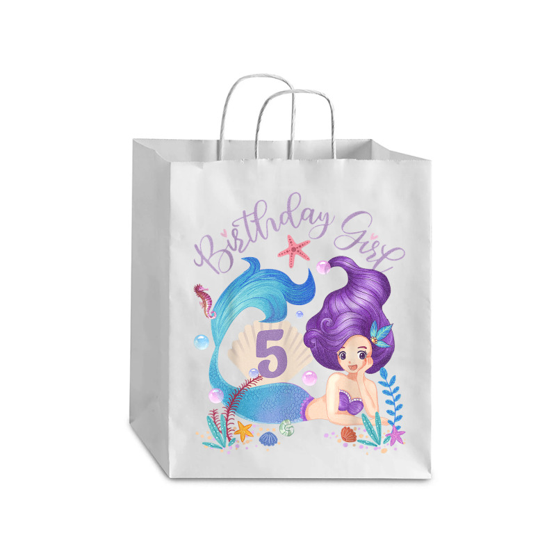 Birthday Girl 5th Birthday Mermaid Girl 5 Years Old Debie Paper Bag ...