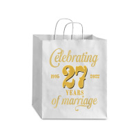 Celebrating 27 Years Of Marriage 27th Wedding Anniversary T Shirt Debie Paper Bag - 10 X 5 X 13 | Artistshot