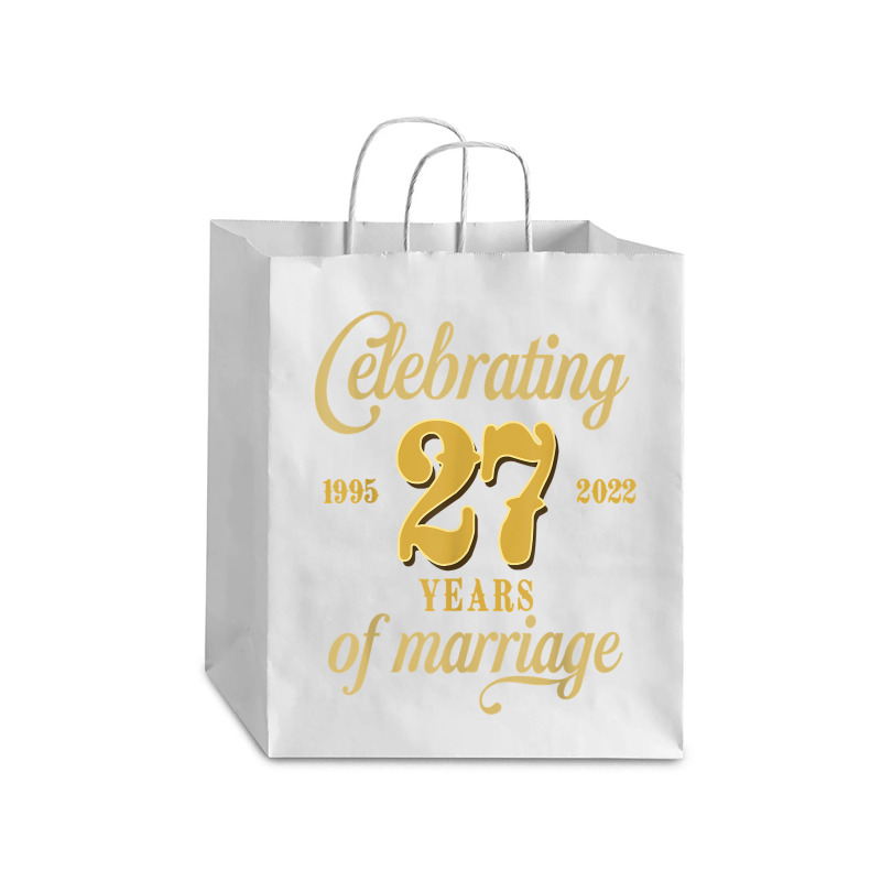 Celebrating 27 Years Of Marriage 27th Wedding Anniversary T Shirt Debie Paper Bag - 10 x 5 x 13 by cm-arts | Artistshot