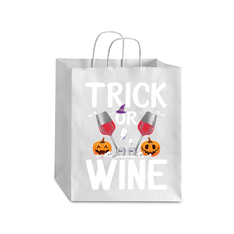 Trick Or Wine Ghost Halloween T  Shirt Trick Or Wine Ghost T Shirt Fun Debie Paper Bag - 10 X 5 X 13 | Artistshot