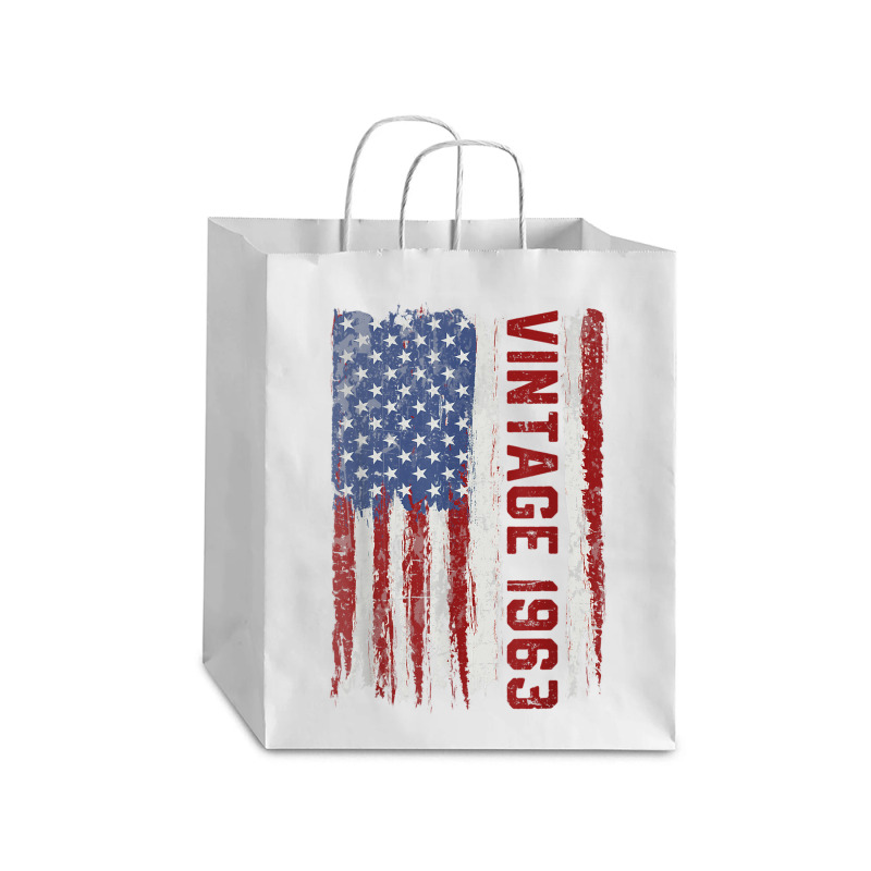 Vintage 1963 Usa American Flag 60 Years Old 60th Birthday Debie Paper Bag - 10 X 5 X 13 | Artistshot