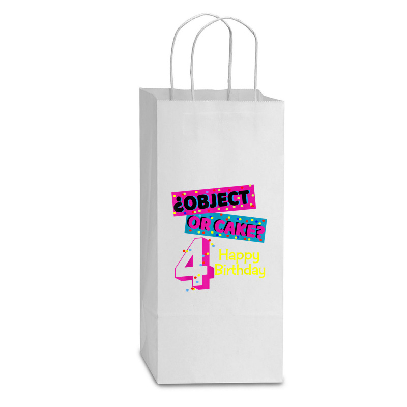 Object Or Cake Happy Birthday 4 Family Celebrate Confetti T Shirt Double Wine Paper Bag - 6 1/2 X 3 1/2 X 12 3/8 | Artistshot