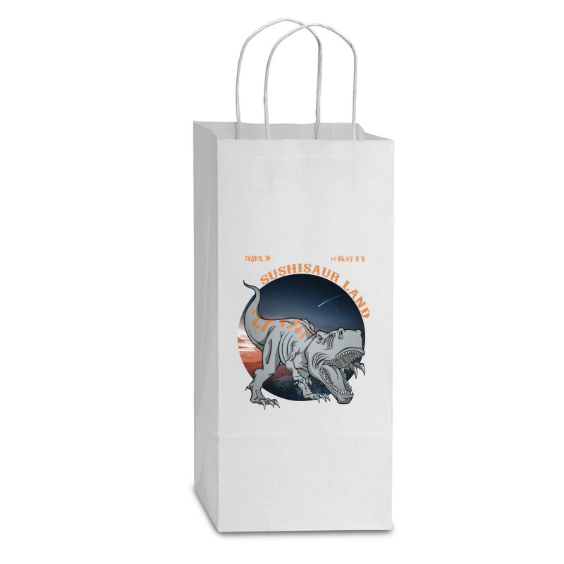 Sushisaur Land White Travel To Sushii Sour Land Double Wine Paper Bag - 6 1/2 X 3 1/2 X 12 3/8 | Artistshot