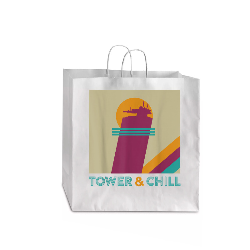 Retro Tower & Chill Tee   Gamer Titan Hunter Warlock T Shirt Jumbo Paper Bag - 18 X 7 X 18 3/4 | Artistshot