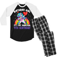 Birthday Girl It's My Magical 9th Birthday Bday Unicorn T Shirt Men's 3/4 Sleeve Pajama Set | Artistshot