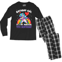 Birthday Girl It's My Magical 9th Birthday Bday Unicorn T Shirt Men's Long Sleeve Pajama Set | Artistshot