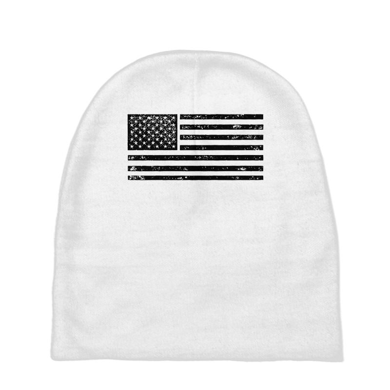 Black American Flag Vintage Distressed Effect Subtle Simple Premium T Baby Beanies by zakarimullin | Artistshot