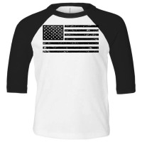 Black American Flag Vintage Distressed Effect Subtle Simple Premium T Toddler 3/4 Sleeve Tee | Artistshot