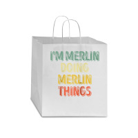 Mens I'm Merlin Doing Merlin Things Shirt Personalized First Name Ragl Star Paper Bag - 13 X 7 X 13 | Artistshot