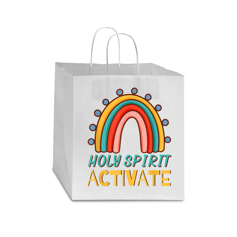 Holy Spirit Activate   Funny Christian Religious T Shirt Star Paper Bag - 13 X 7 X 13 | Artistshot