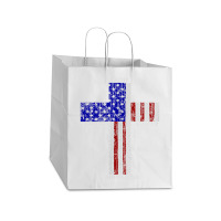 Christian Faith God Family Country Trump 2020 American Flag Funny Gift Take Out Paper Bag - 14 X 10 X 15 1/2 | Artistshot