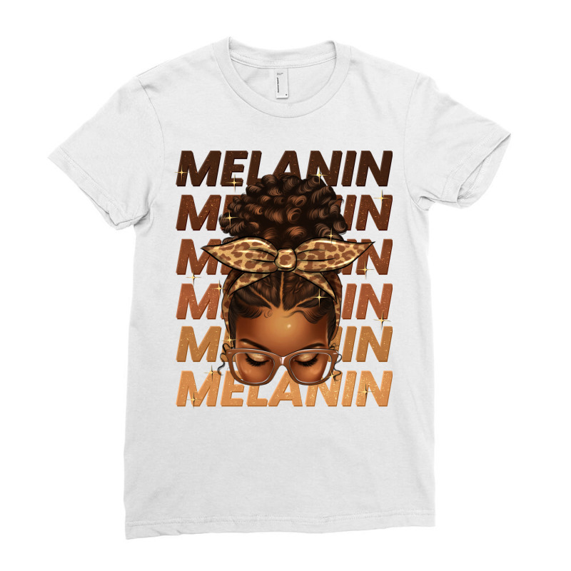 Melanin Afro Messy Bun Ladies Fitted T-Shirt by texasbilliewilder | Artistshot