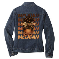 Melanin Afro Messy Bun Ladies Denim Jacket | Artistshot