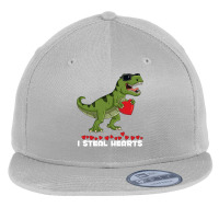 I Steal Hearts Tshirt Valentines Day Dinosaur Boys Kid (16) Flat Bill Snapback Cap | Artistshot