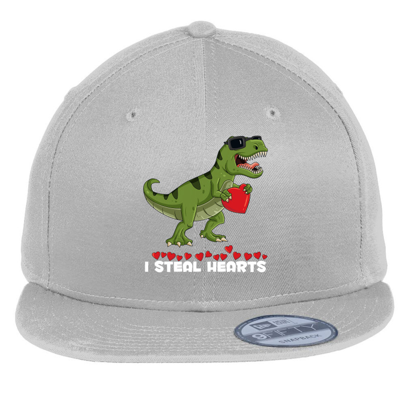 I Steal Hearts Tshirt Valentines Day Dinosaur Boys Kid (16) Flat Bill Snapback Cap | Artistshot