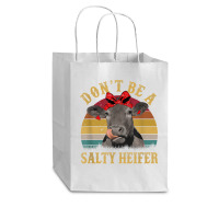 Don't Be A Salty Heifer Funny Cow Aficionado Gift Cub Paper Bag - 8 X 4 1/2 X 10 1/4 | Artistshot