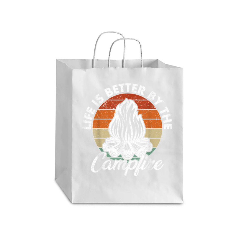 Life Is Better By The Campfire Vintage Retro Camping Debie Paper Bag - 10 X 5 X 13 | Artistshot