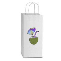 Coconut Drink With Umbrella T  Shirt1455 Double Wine Paper Bag - 6 1/2 X 3 1/2 X 12 3/8 | Artistshot