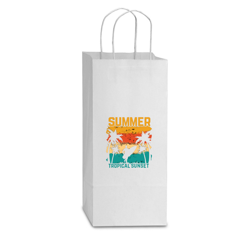 Summer Vibes Beach Surfing Double Wine Paper Bag - 6 1/2 X 3 1/2 X 12 3/8 | Artistshot