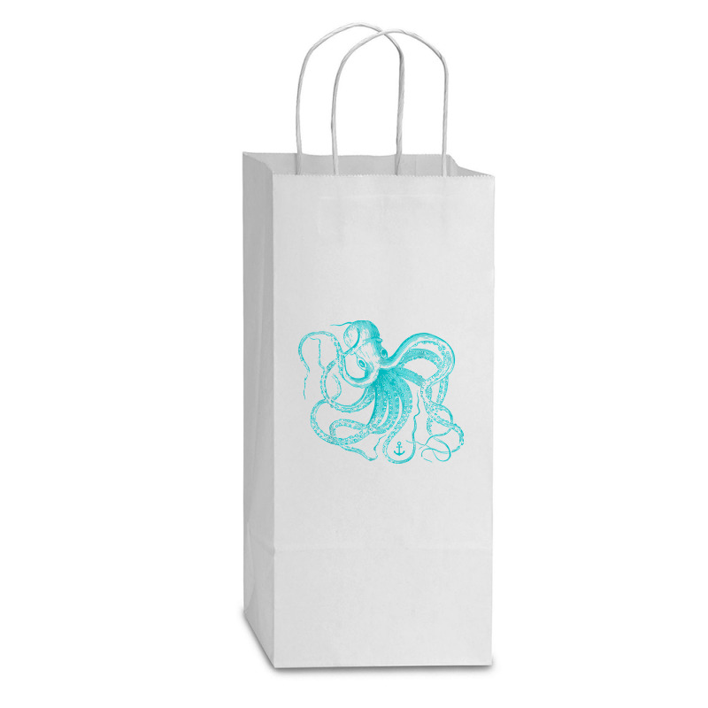 Octopus Cool Vintage Marine Biologist Ocean Sea Life 2 Double Wine Paper Bag - 6 1/2 X 3 1/2 X 12 3/8 | Artistshot