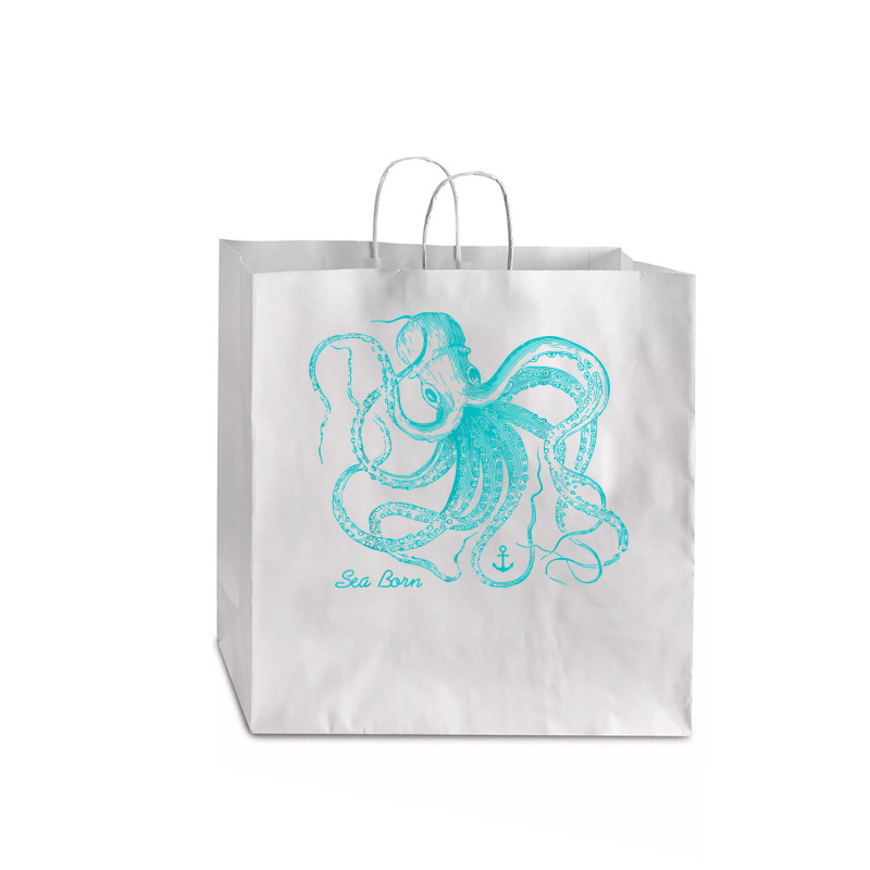 Octopus Cool Vintage Marine Biologist Ocean Sea Life 4 Jumbo Paper Bag - 18 X 7 X 18 3/4 | Artistshot