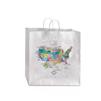 Us National Parks Map, National Park, Us National Parks Map Art, Us Na Jumbo Paper Bag - 18 X 7 X 18 3/4 | Artistshot